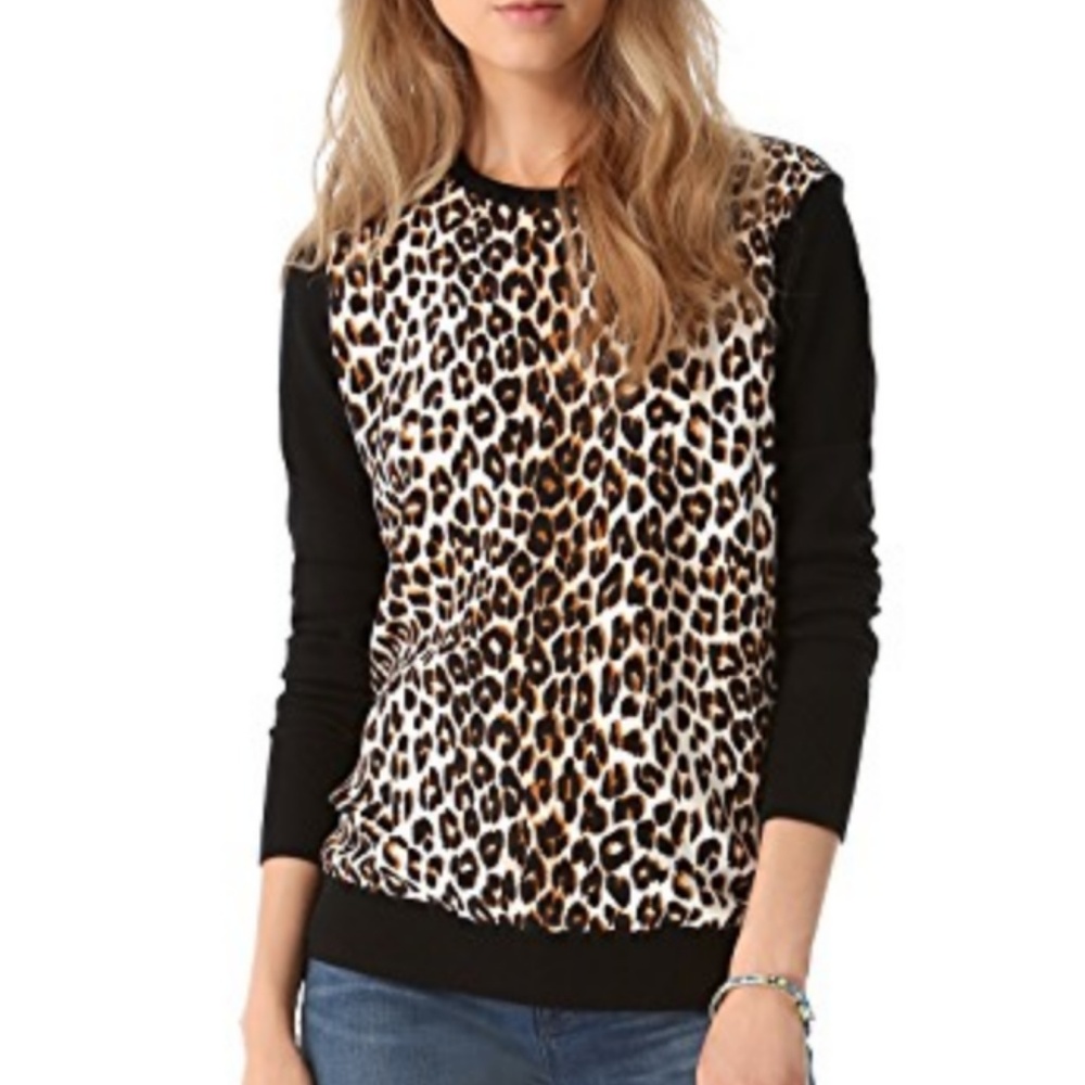 Equipment Silk Leopard Front Sweater